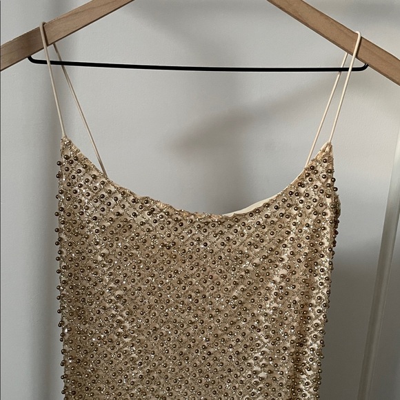 Oh Polly “Drop A Glint” Embellished Mini Dress Gold - Picture 3 of 6